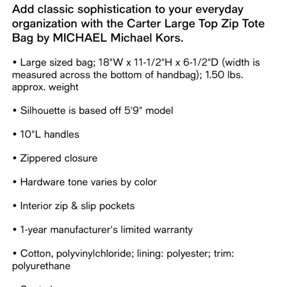 Michael Kors Logo Carter Large Top Zip Tote Bag - Picture 7 of 7